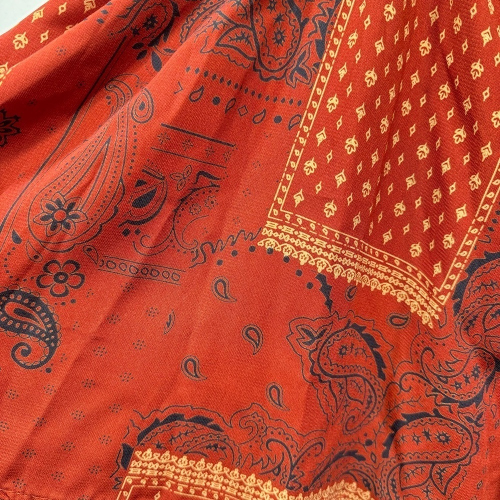 BUCKETLIST Shorts Rust Red Paisley Floral Patchwork Print Flowy Pleated Pockets - Picture 9 of 13